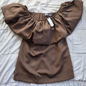 NWT Anthropologie Nikita Mhaisalkar Off-The-Shoulder Bubble Dress, XS, Brown